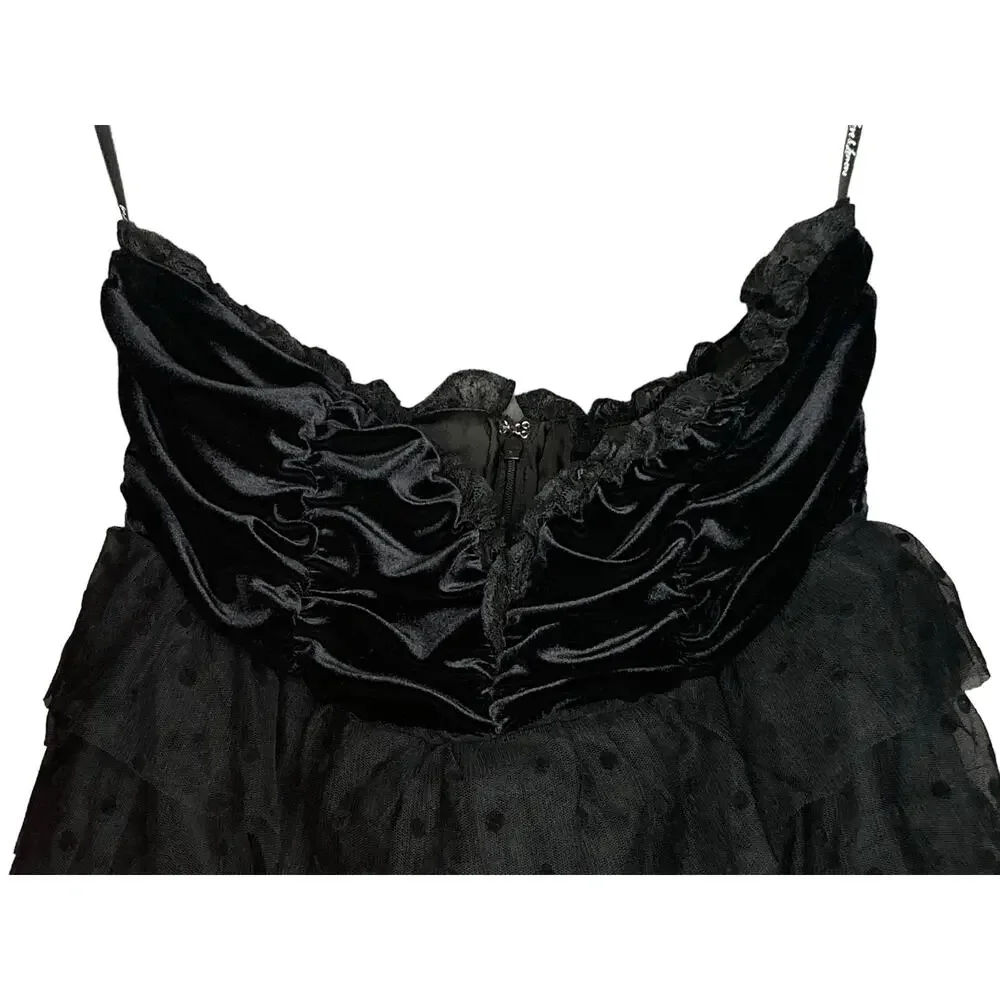 For Love & Lemons Jourdan Off the Shoulder Mini Dress Black w/ Gloves size M - Picture 8 of 16